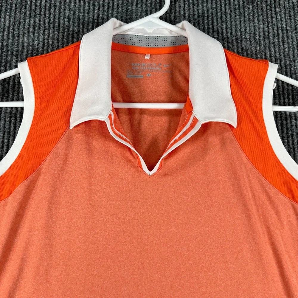 Nike Polo Shirt Womens Small Orange Sleeveless Outdoor Casual Golf Lightweight